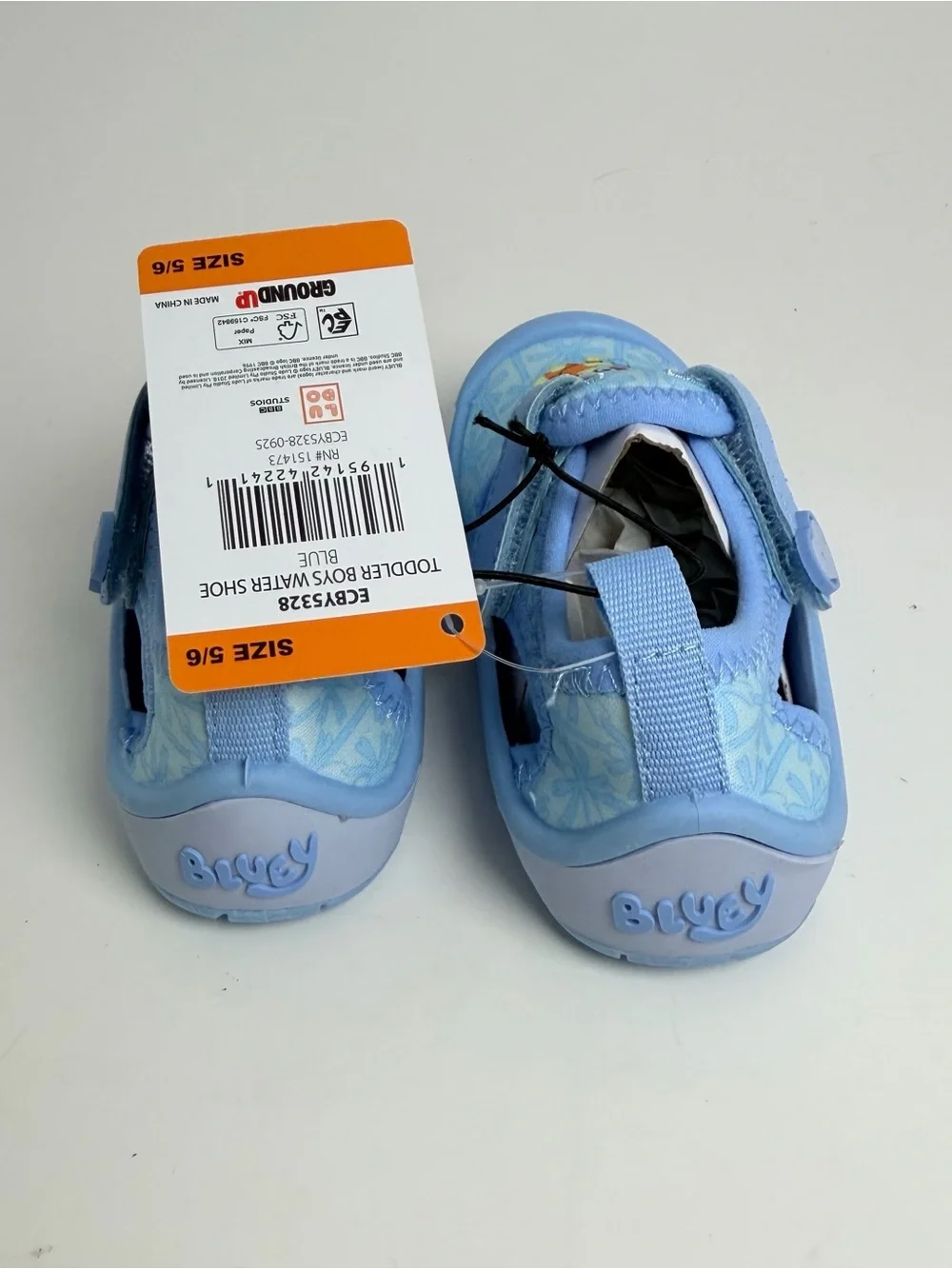 Kids' Light Blue Character Water Shoes with Easy Hook-and-Loop Strap